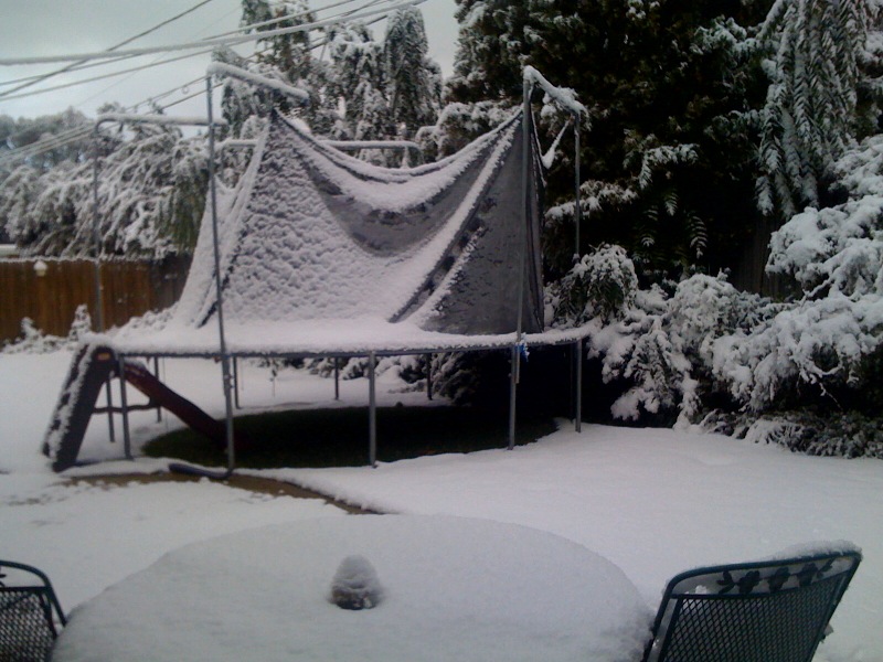 Trampoline sous la neige